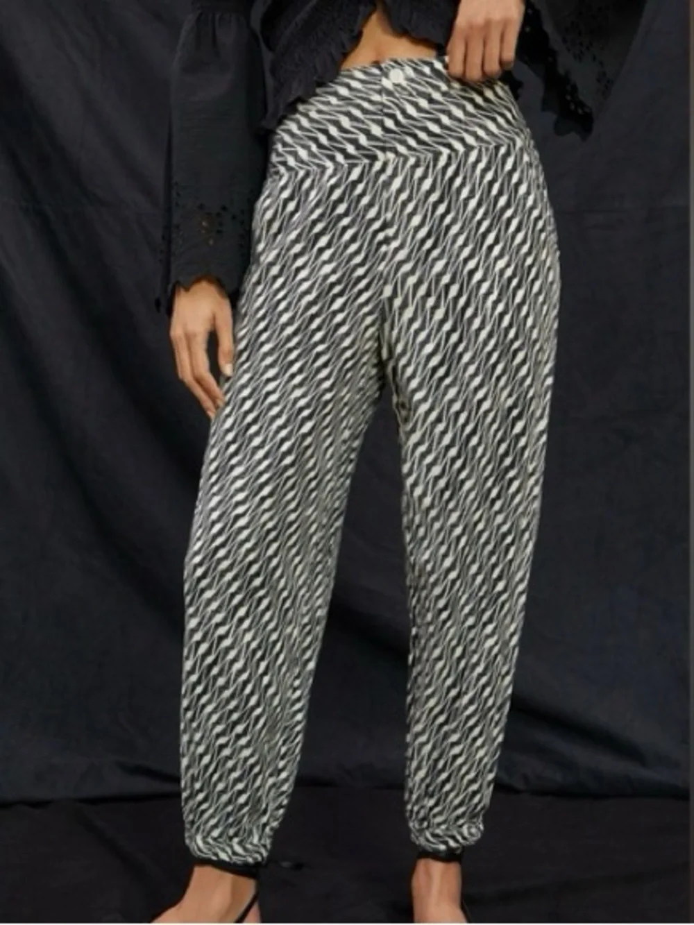 Anthropologie Black & White Printed Jogger Pants